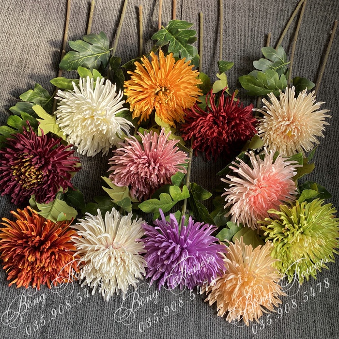 Hoa cúc kim cúc kim cương cúc giả để bàn trang trí cắm bình cắm lọ decor phụ kiện chụp ảnh bông to 20cm dài 73cm