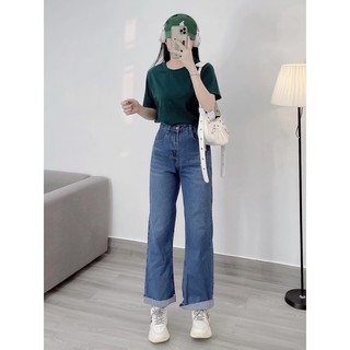 Áo cổ tròn form rộng cotton khô