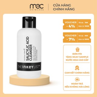 Sữa rửa mặt làm sạch sâu chống mụn The Inkey List Salicylic Acid Cleanser 150ml - Mecskincare