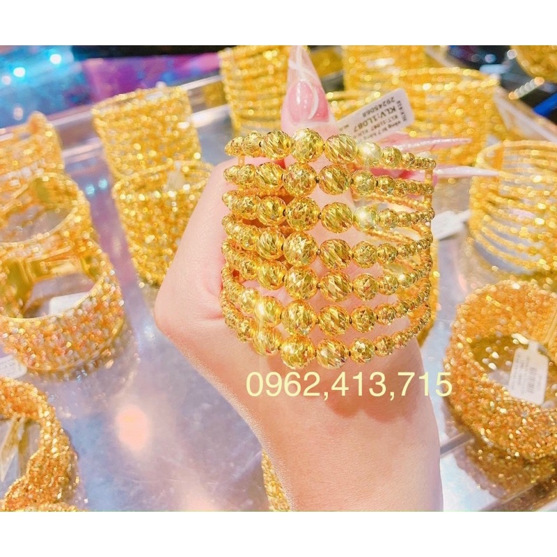 Vòng tay kiểu bi chạm máy 7 hàng mạ vàng 18 cao cấp siêu đẹp