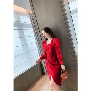 𝐍𝐞𝐰 𝐅𝐚𝐬𝐡𝐢𝐨𝐧 Đầm nhúng eo tay phồng     sang trọng