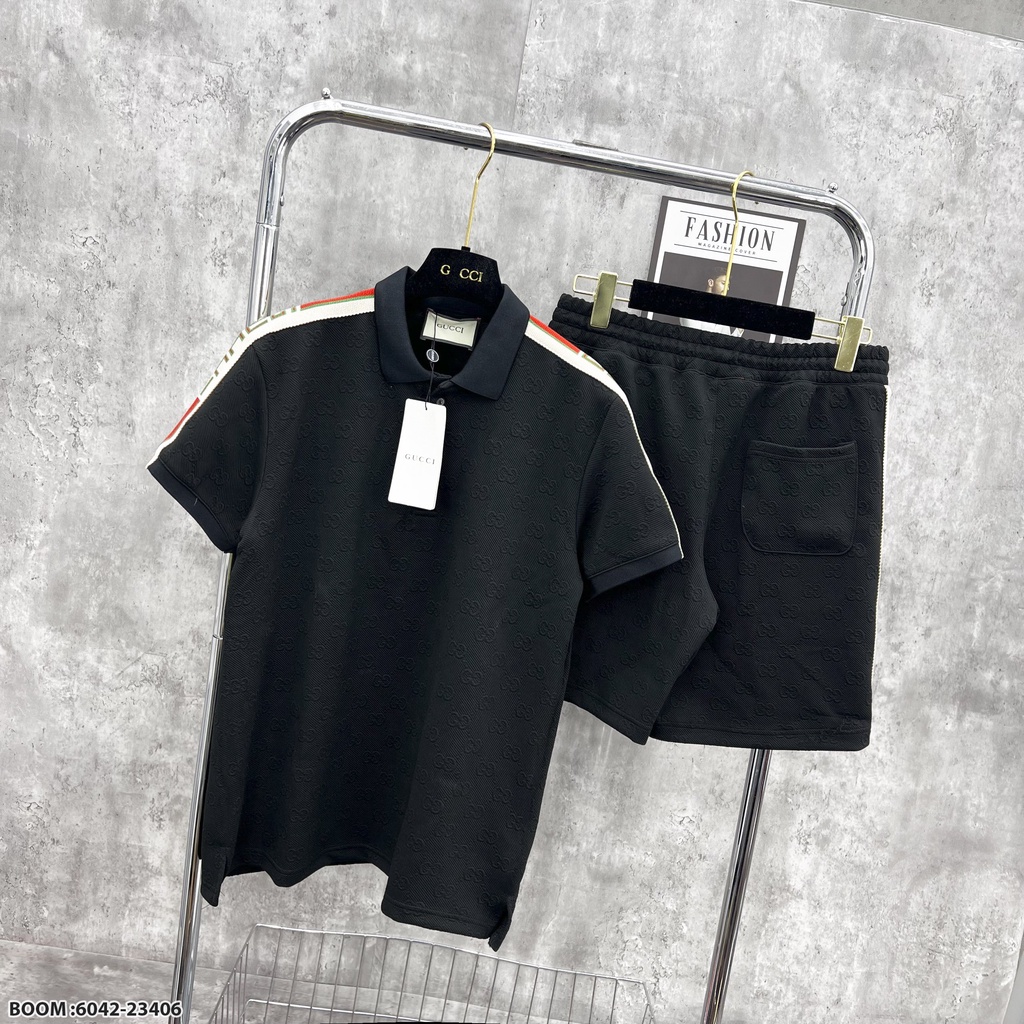 🔥Hot🔥Bộ Gucci vân nổi áo polo thiết kế hot trend Nam nữ New 2023