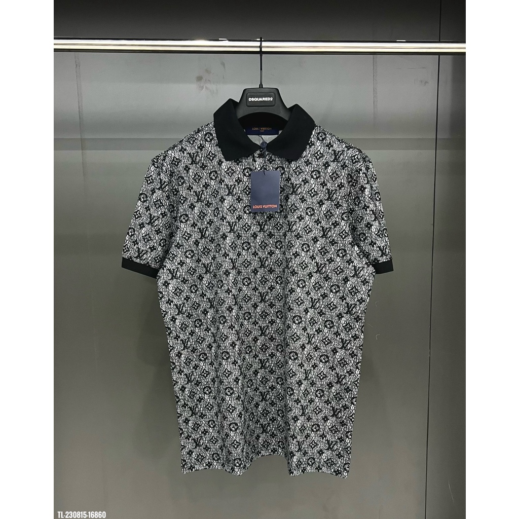 Áo phông nam LV hoa loang vàng,áo polo nam có cổ chất vải gai thoáng mát không xù không bai nhão mẫu hot mã LV02565
