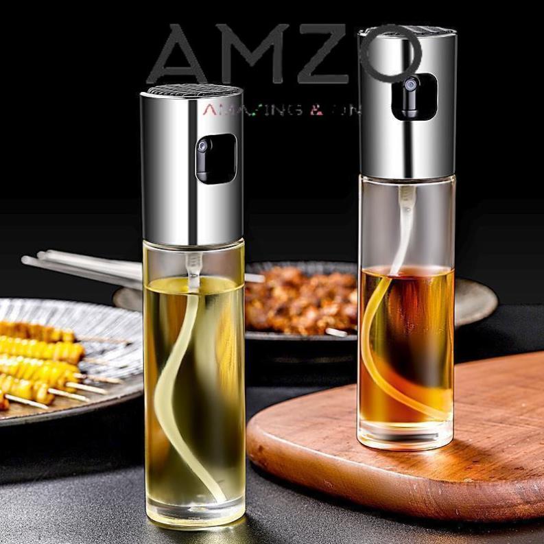 AMZO_ BÌNH XỊT DẦU ĂN PHUN SƯƠNG CHAI THỦY TINH CAO CẤP 100ML