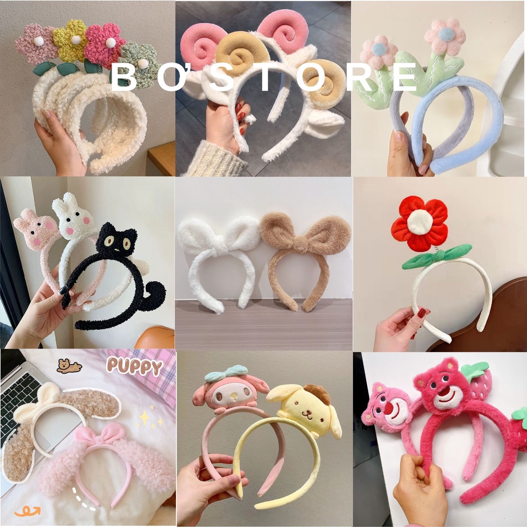 Cài tóc rửa mặt ,bờm cài tóc đáng yêu hình gấu dâu , vương miện ,bông hoa , bờm mèo Bơ Store