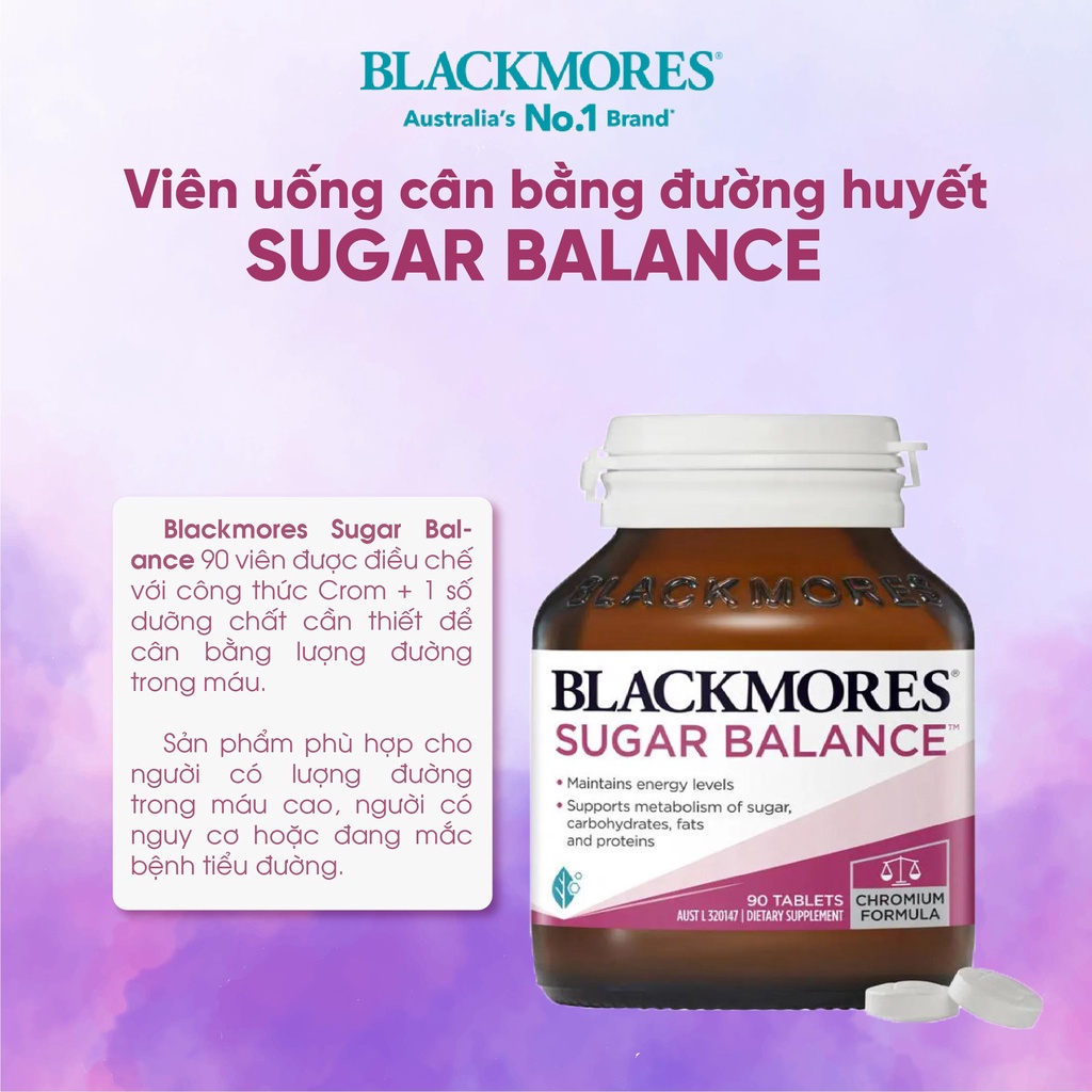 [NK Úc] Viên Uống Cân Bằng Đường Huyết Sugar Balance Blackmores 90v - TD Shop