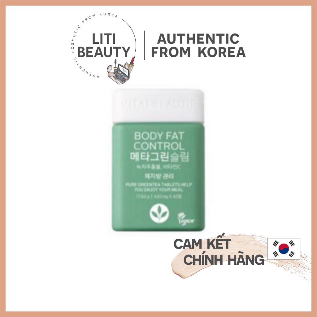 Viên Uống Vital Beautie Trà Xanh Giảm Hấp Thụ Mỡ 42 Viên Meta Green Slim | Viên uống BODYFAT Control