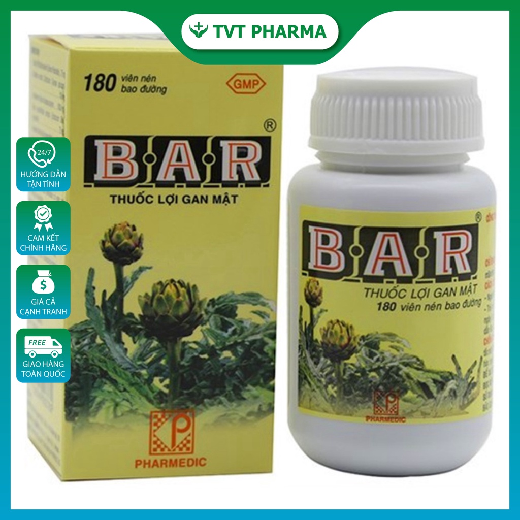 Viên uống mát gan lợi mật Bar Actiso - Pharmedic - Hộp 180v