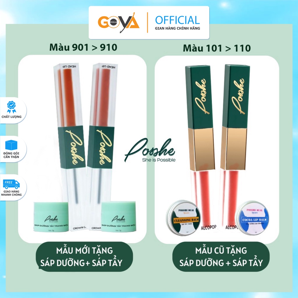 Son Kem Posshe Nâng Tone Màu Cực Sáng Da, Son Siêu Lì, Đủ Màu Lựa Chọn