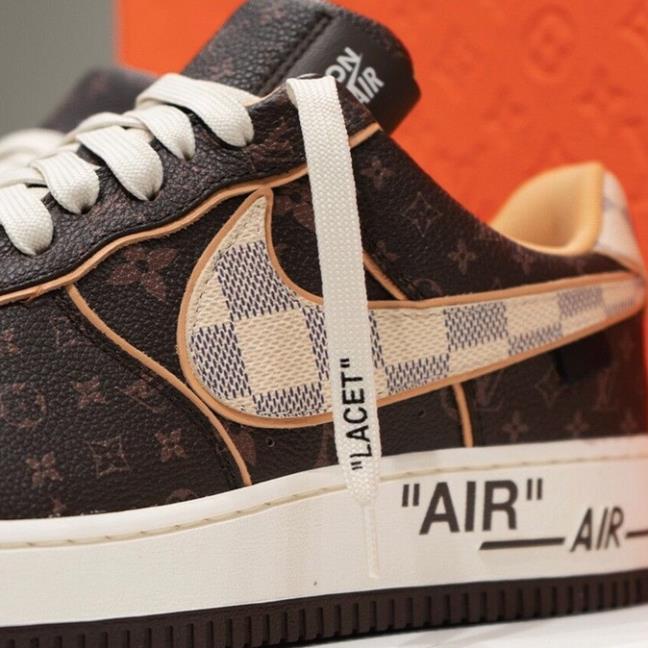 Giày AF1 LV Nâu, Giày thể thao Air Force 1 mix LV phối màu nâu hot bản đẹp Full Box