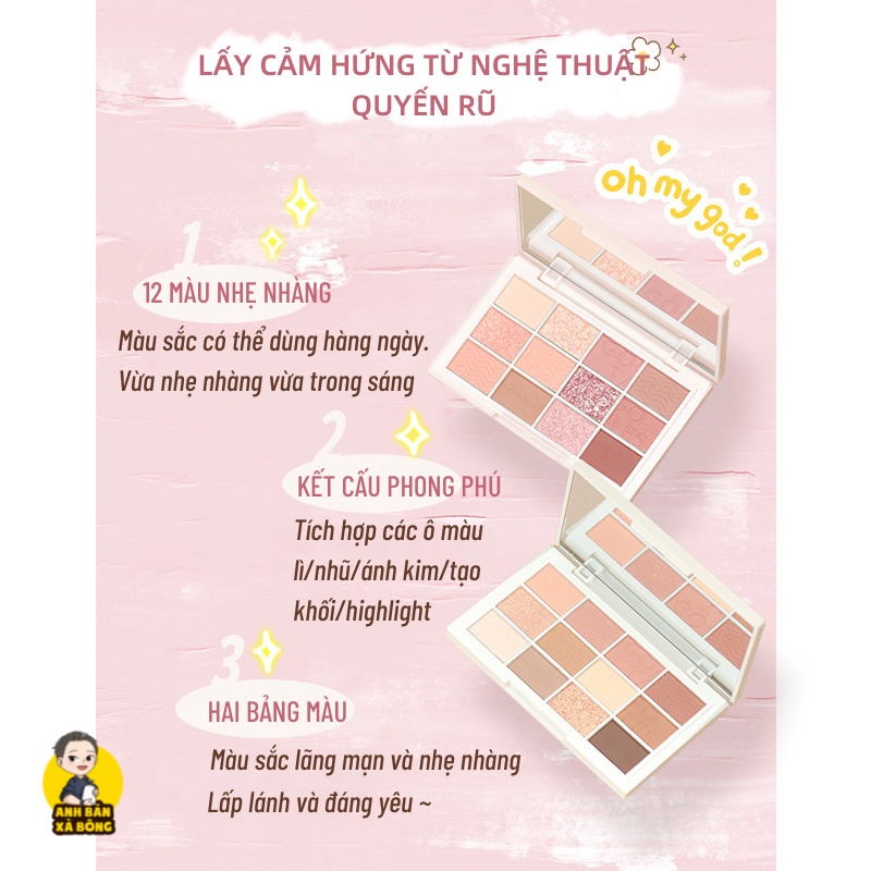 Bảng Phấn Mắt 12 Ô Gợn Sóng GOGO TALES Pink Mist Girl GT321
