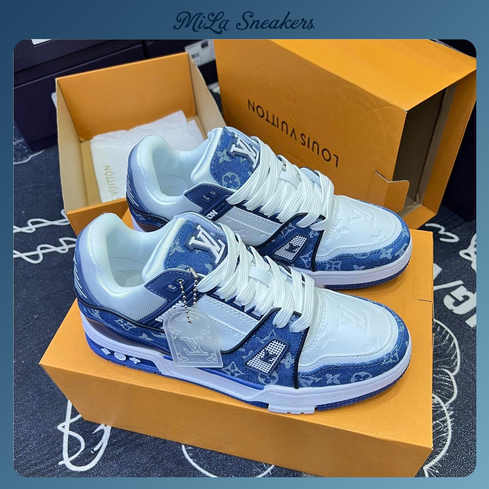 Giày LV Louis Vuitton Trainer Xanh Than Full Bill+Box, Giày Thể Thao LV Hot Trend Size 36-43