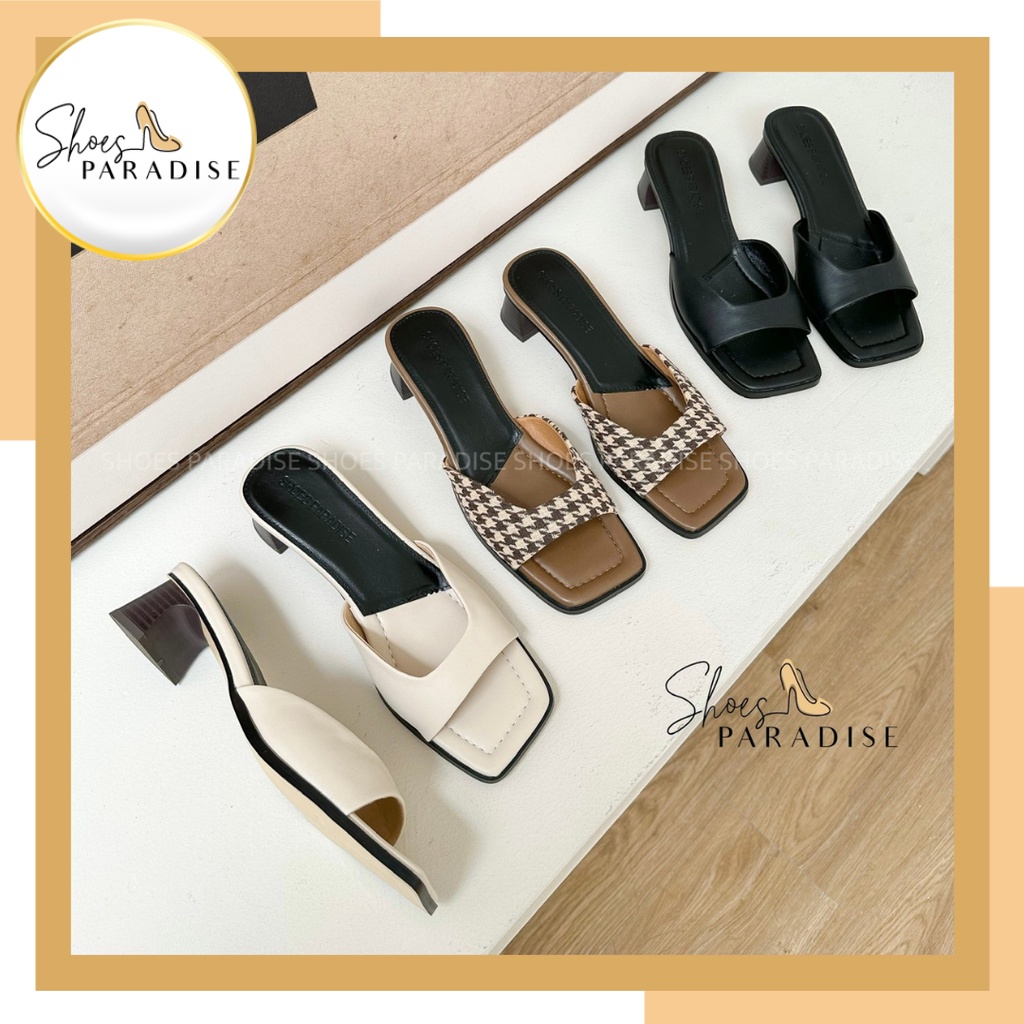 Giày nữ đẹp guốc nữ 3p đế vuông quai ngang thời trang tiện lợi shoes paradise XK31