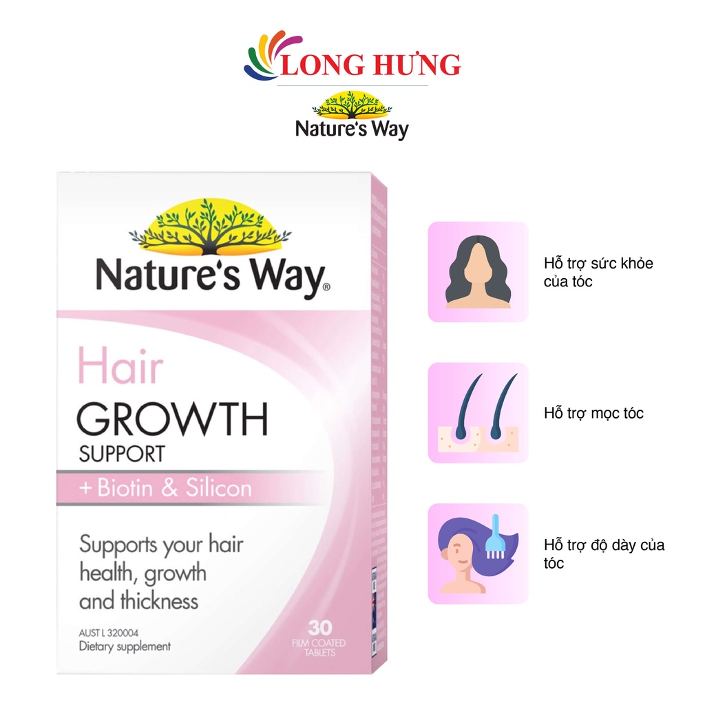 Viên uống Nature's Way Hair Growth Support + Biotin & Silicon hỗ trợ mọc tóc (30 viên)