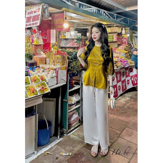 Bộ phật tử, bộ lam đi chùa cúc ngọc, bộ bà ba cúc ngọc