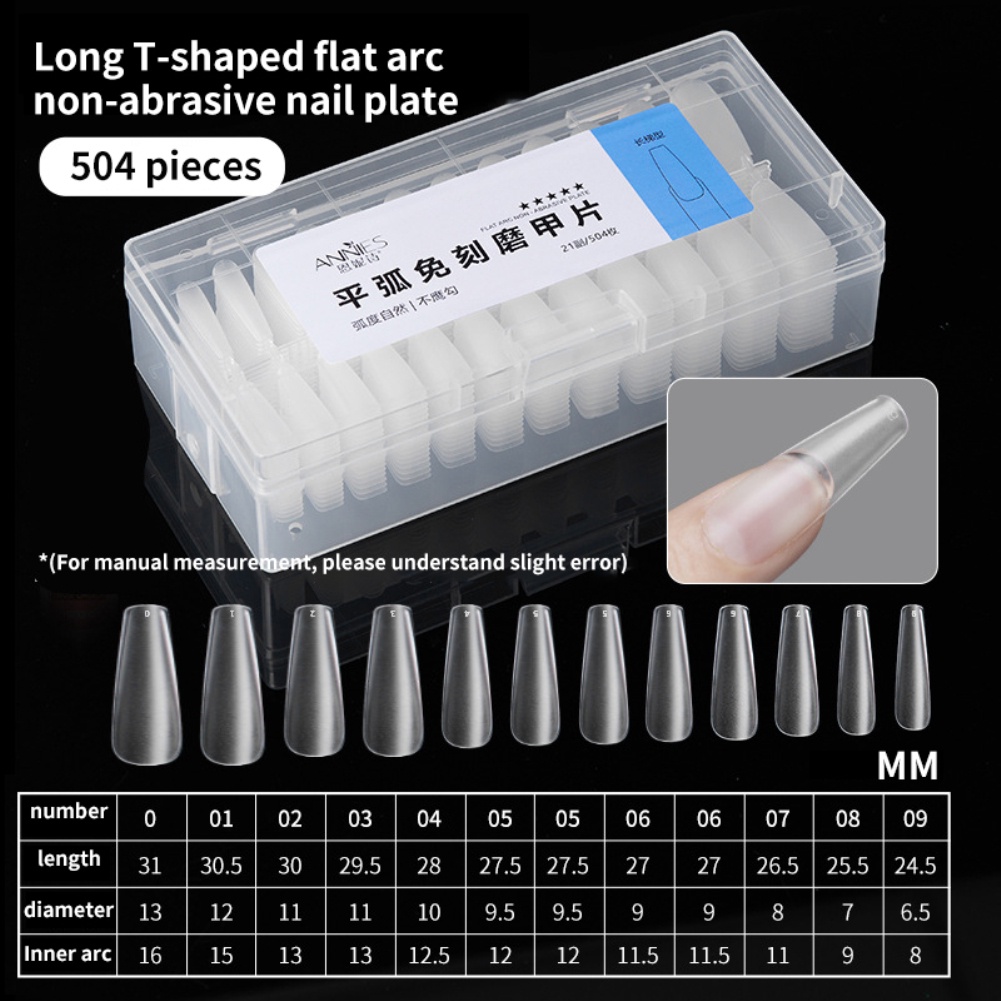 Set 504 / 240 Móng Tay Giả Trong Suốt Hình Giọt Nước Tự Nhiên