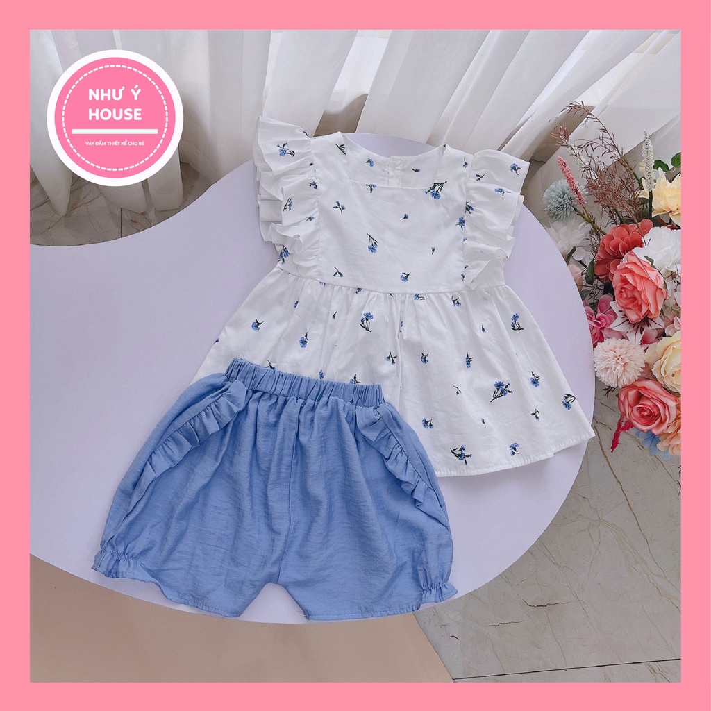 Sét bộ đi học cho bé gái 8-32kg 👘NHƯ Ý HOUSE'S-bộ quần áo cho bé, quà tặng sinh nhật, đi chơi -Set bộ đi học xanh dương