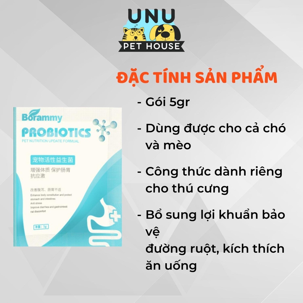 Men tiêu hóa cho chó mèo bổ sung lợi khuẩn, hỗ trợ tiêu hóa gói 5g - UNU Pet House