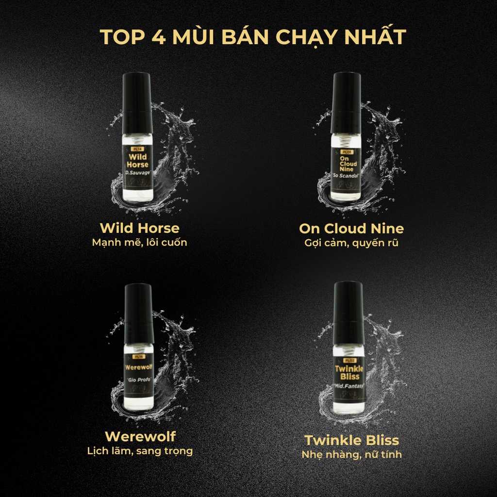 Nước Hoa Chính Hãng PROLA Mini Nam Nữ Thơm Lâu Nhẹ Nhàng Cuốn Hút 3 ml - 21 Mùi Hương