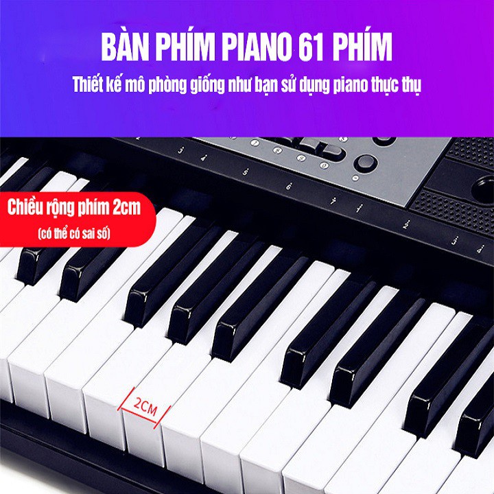 Đàn piano điện tử 61 phím Tặng kèm Mic đàn organ electronic keyboard cao cấp dành cho trẻ em người lớn mới bắt đầu VT160