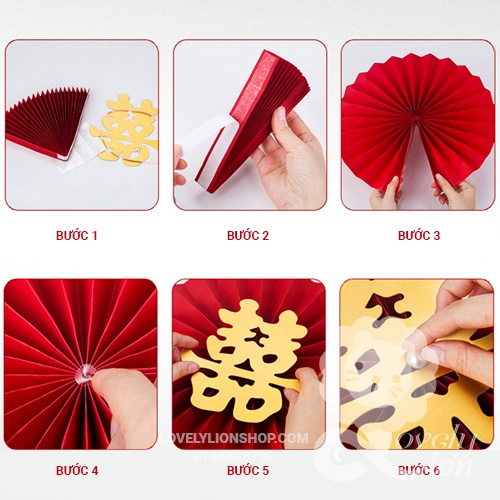Set quạt giấy và chữ hỷ trang trí đám cưới