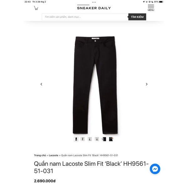 Quần nam Lacoste auth chính hãng NEW 100% giá gốc 2tr