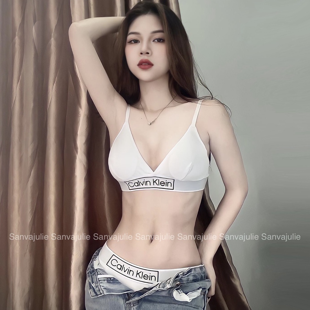 Bộ đồ lót CalvinKlein cotton kèm sẵn mút có thể tháo rời - Set CK