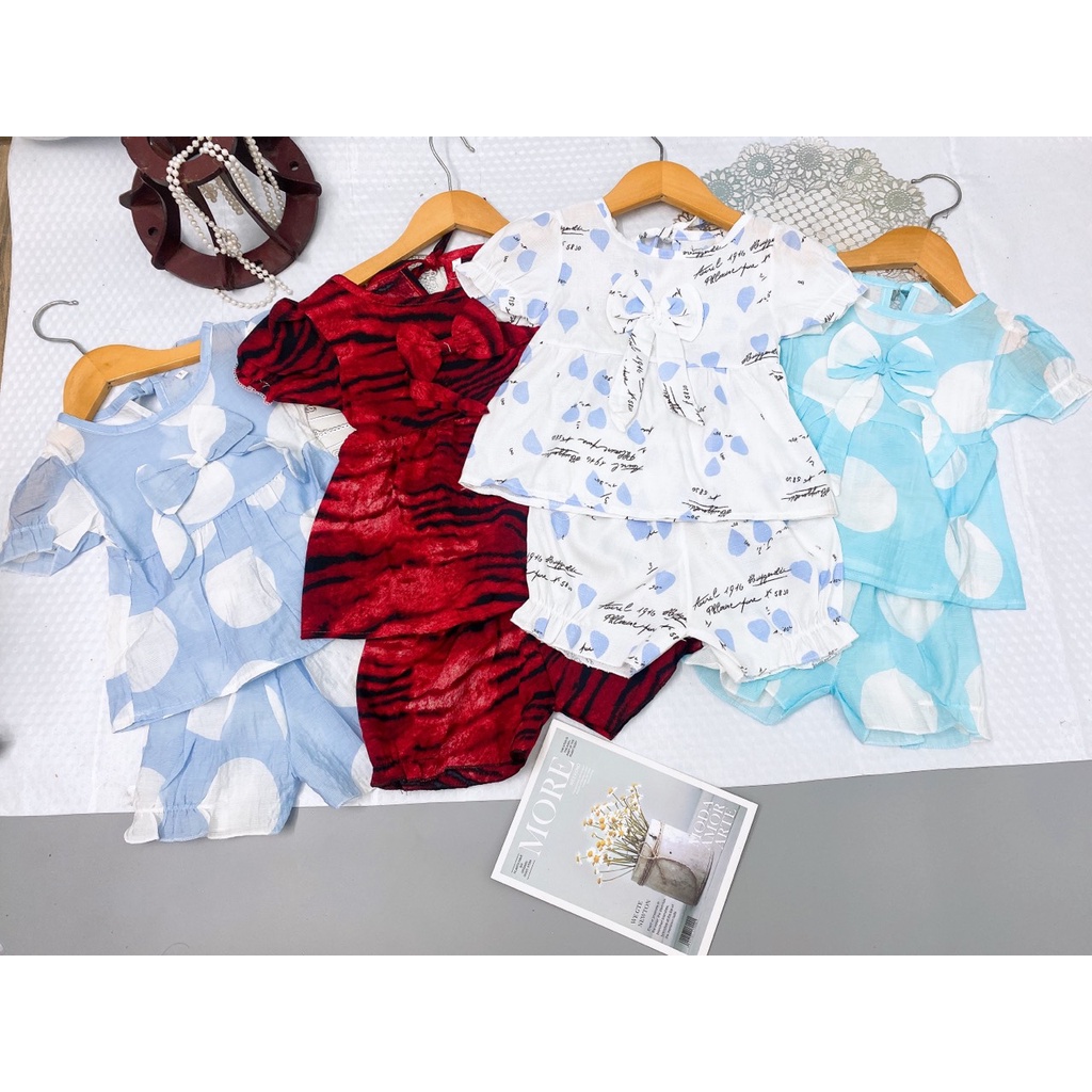 Bộ bé gái Bernie có tay chất đũi lụa mềm cho bé từ 6-16kg, bộ cộc bé gái áo dáng váy siêu cute