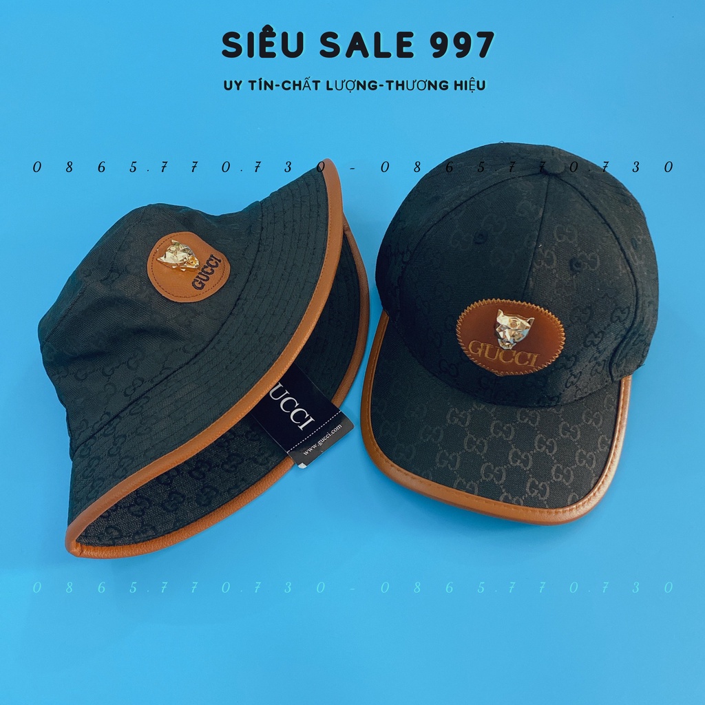 MŨ LƯỠI TRAI GC ĐẦU KIM LOẠI VIỀN DA CAO CẤP, MŨ BUCKET THỜI TRANG HOT 2023 FULL TEM MÁC HIIỆU
