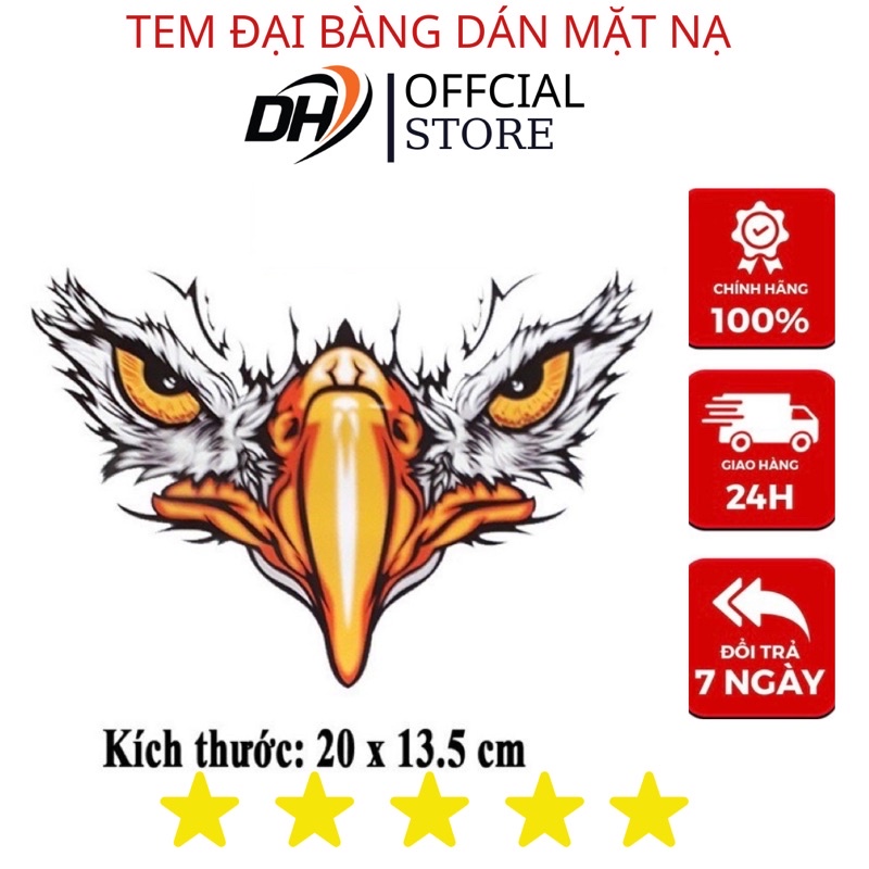 Tem Chế Đại Bàng 3 Lớp Trang Trí Mặt Nạ Mọi Dòng Xe Chống Nước Cực Chất