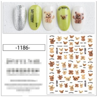 Sticker trang trí nail mã gấu