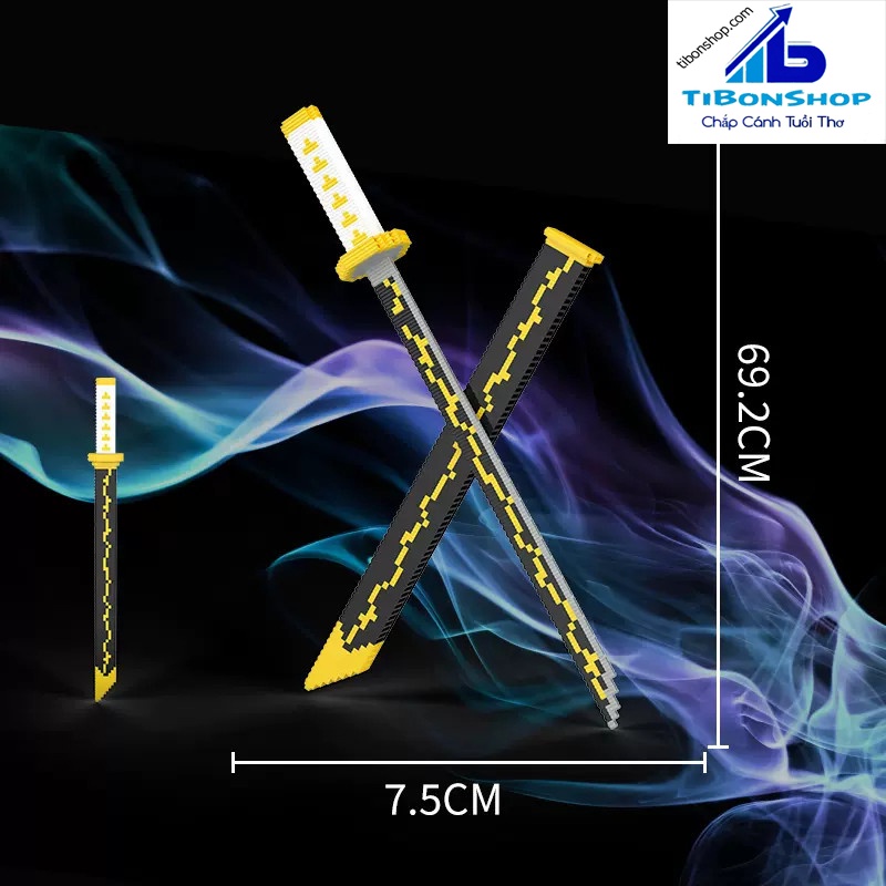 Mô hình đồ chơi xếp hình kiếm lắp ráp kiểu lego One Piece Zoro, Kimetsu no yaiba