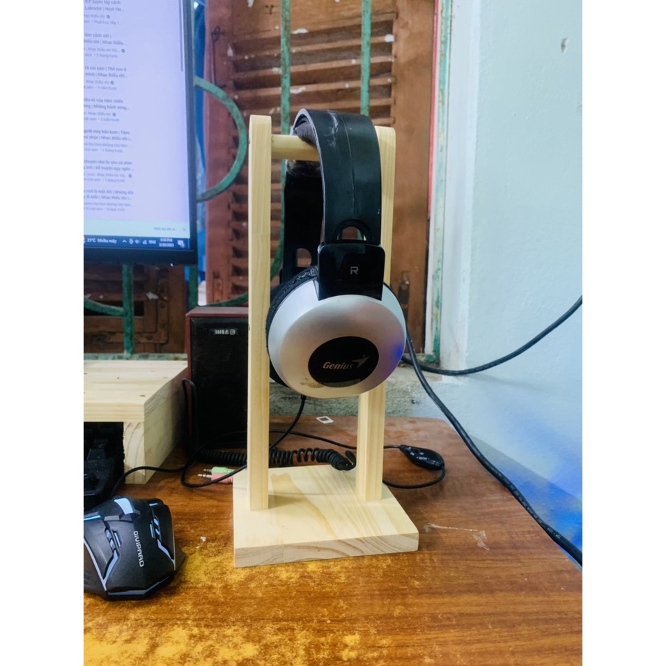 Kệ Treo Tai Nghe Độc Đáo, Giá Đỡ HeadPhone Bằng Gỗ Thông Tự Nhiên