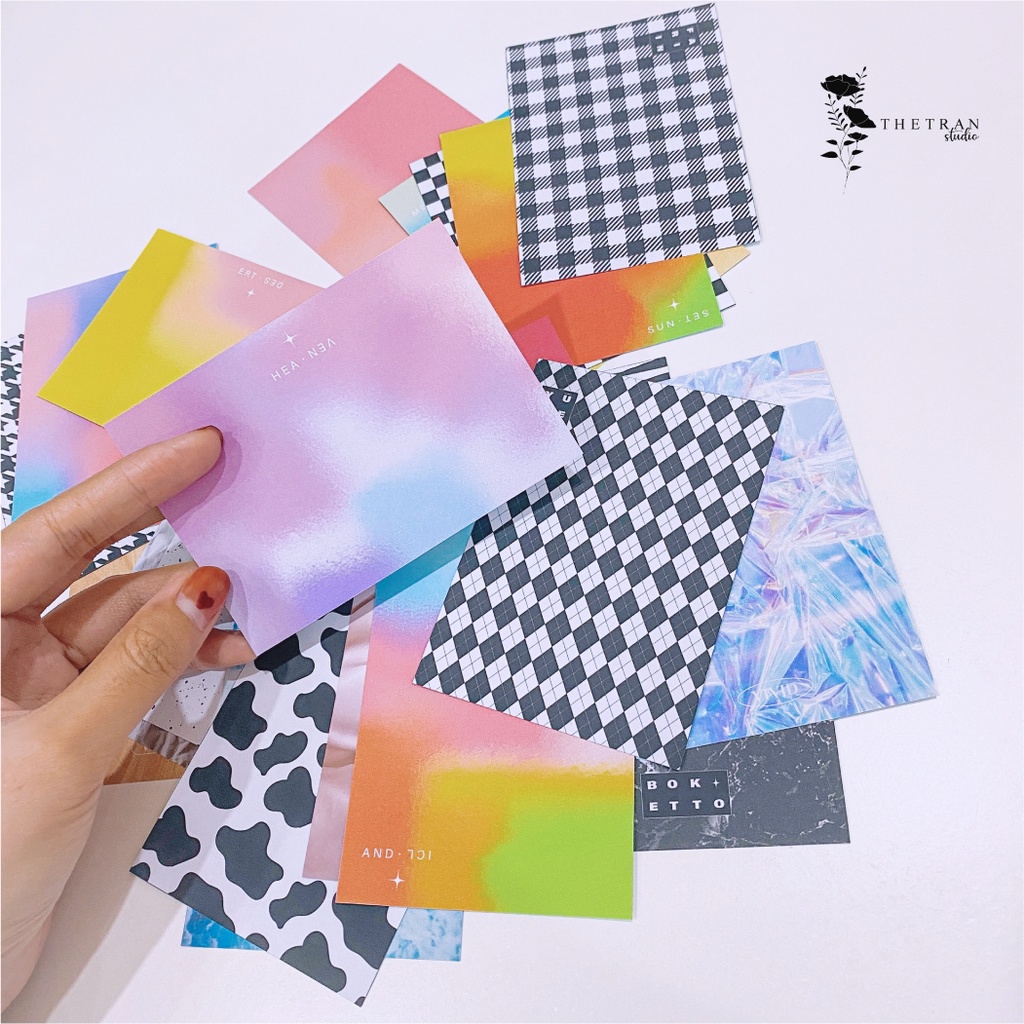 Bộ 8 sticker họa tiết đa dạng size A7 / pattern sticker pack / thetranstudio