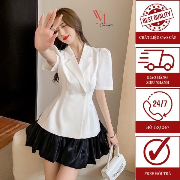 YM Concept Sét Áo Vest + Chân Váy Xếp Ly Xòe - D0233