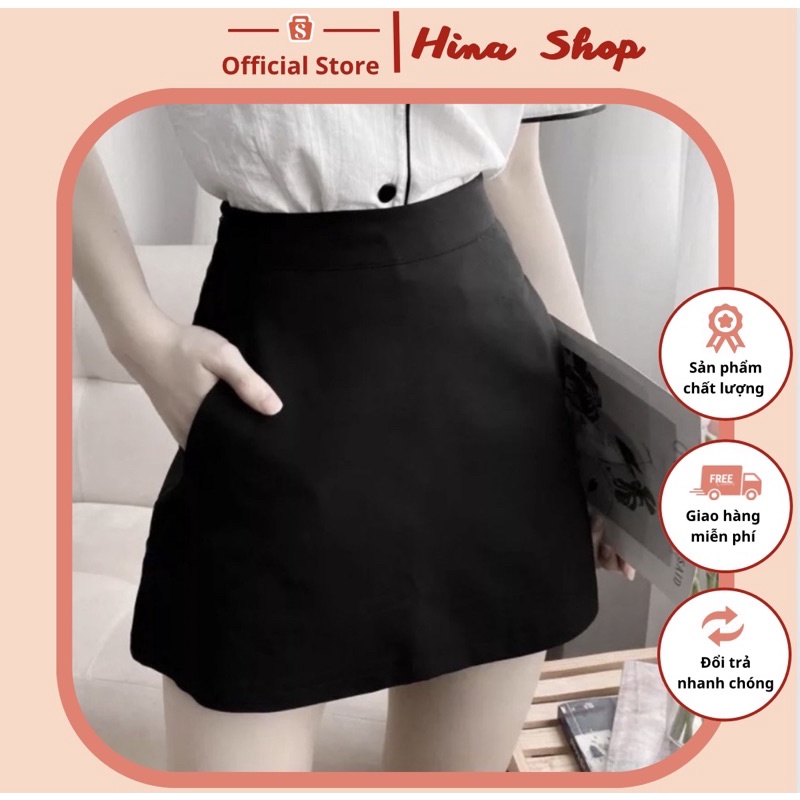 Chân váy Chữ A Lưng cao vải UMI co giãn 2 túi, có lót quần trong