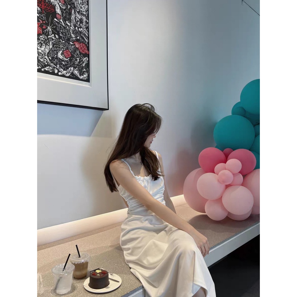 Váy 2 dây - Đầm maxi đi biển 2 Lớp Có Mút Ngực, Chất umi lạnh Quảng Châu thiết kế hở lưng cho hè 2023 Kim Anh Fashion345