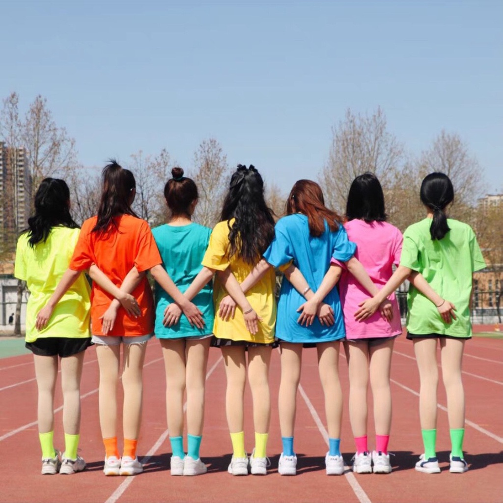 Tất vớ cổ cao nữ thể thao màu sắc cotton dày dặn hottrend phong cách ulzzang street wear Hàn Quốc Bin Sports TAT002