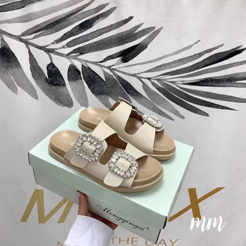 Dép lê thời trang khuy đá bản mới hàng cao cấp fullbox