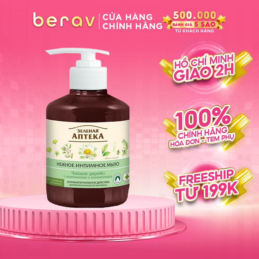 Dung Dịch Vệ Sinh Phụ Nữ Zelenaya Apteka Tea Tree CÂY TRÀ DẠNG GEL Chống Khuẩn 370ml