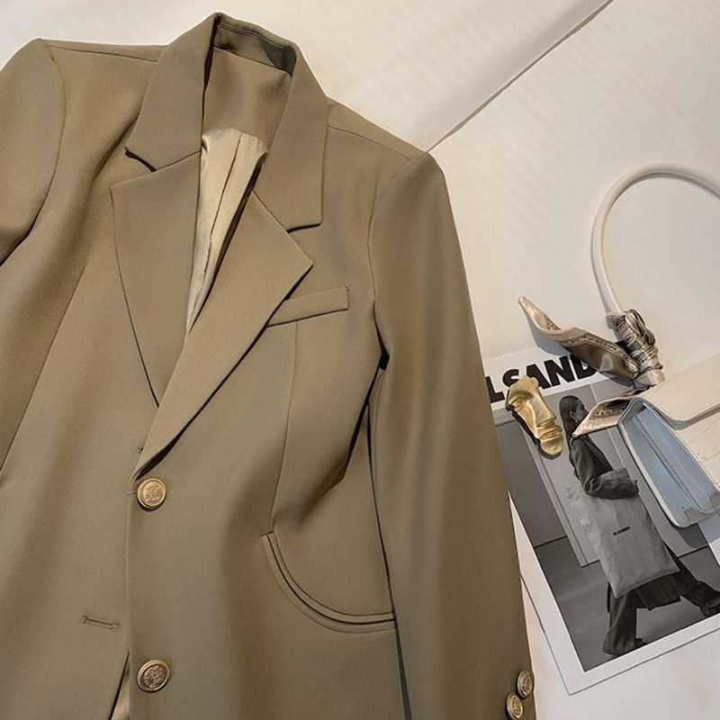 Blazer Nâu Kem Đen hàng Qccc hot