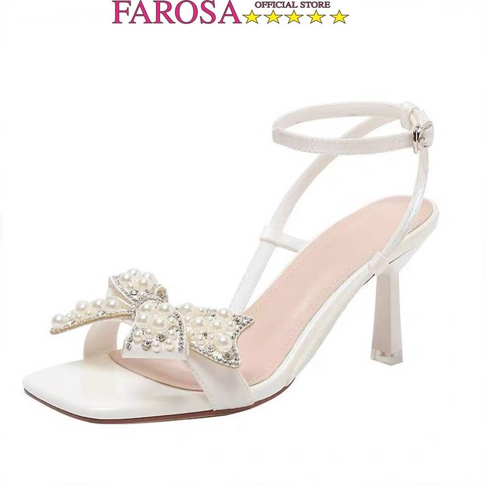 Giày cao gót sandal quai hậu nữ FAROSA - N16 phối nơ đính đá kiểu mới siêu hót