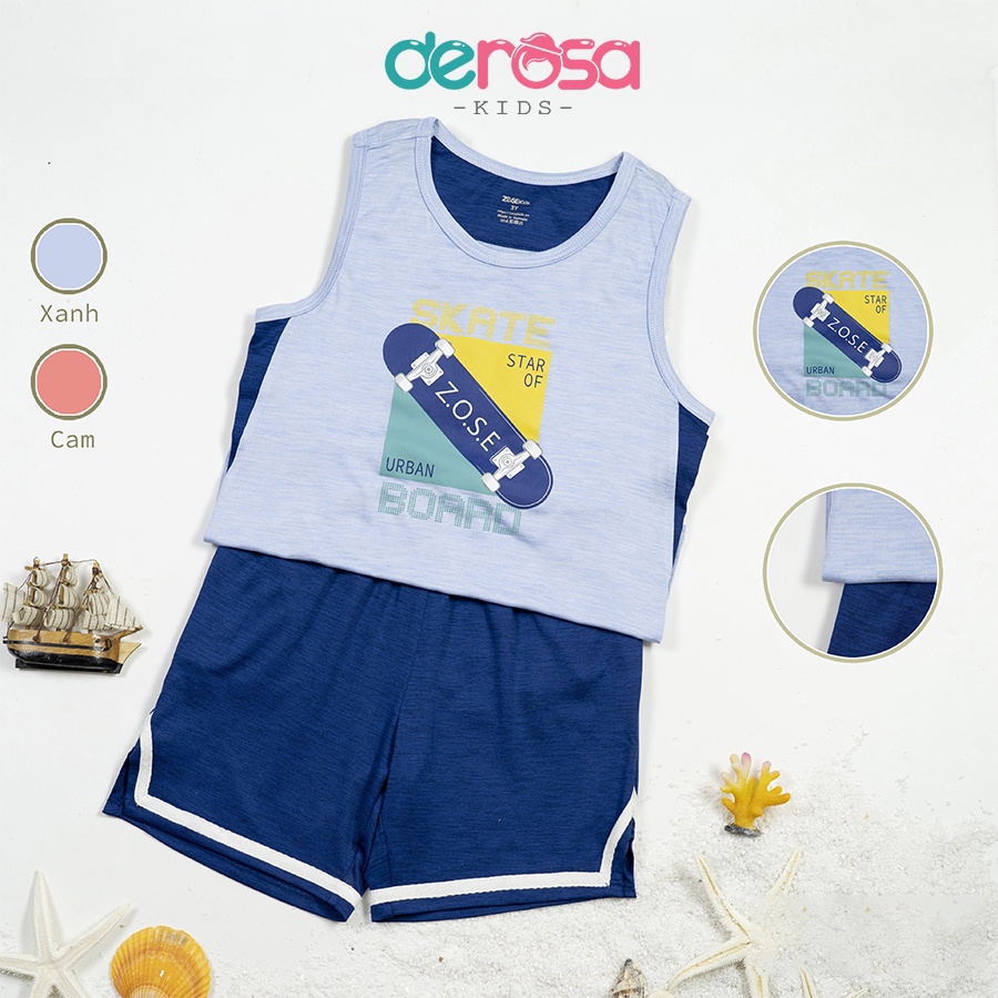 Bộ quần áo ba lỗ mùa hè cho bé trai DEROSA KIDS từ 2 đến 6 tuổi ASKDZ467B