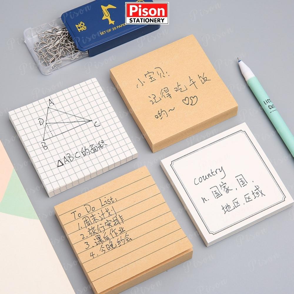 Giấy ghi chú hình vuông basic KRAFT Pison 80 trang giấy note ghi nhớ lên kế hoạch hàng ngày
