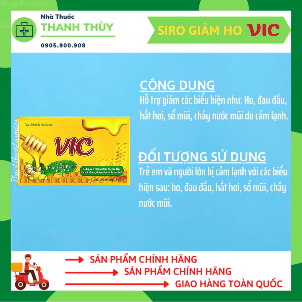 SIRO HO VIC  Giúp Hỗ Trợ Giảm Ho, Đau Đầu, Hắt Hơi, Sổ Mũi, Cảm Lạnh