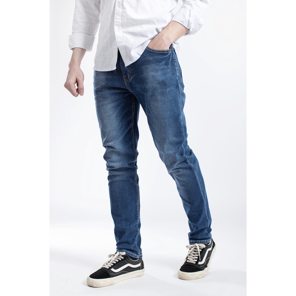 Quần Jean dài màu xanh nam cao cấp Lados - 14063, Form slimfit, chất jean co giãn thoải mái hàng đẹp cao cấp