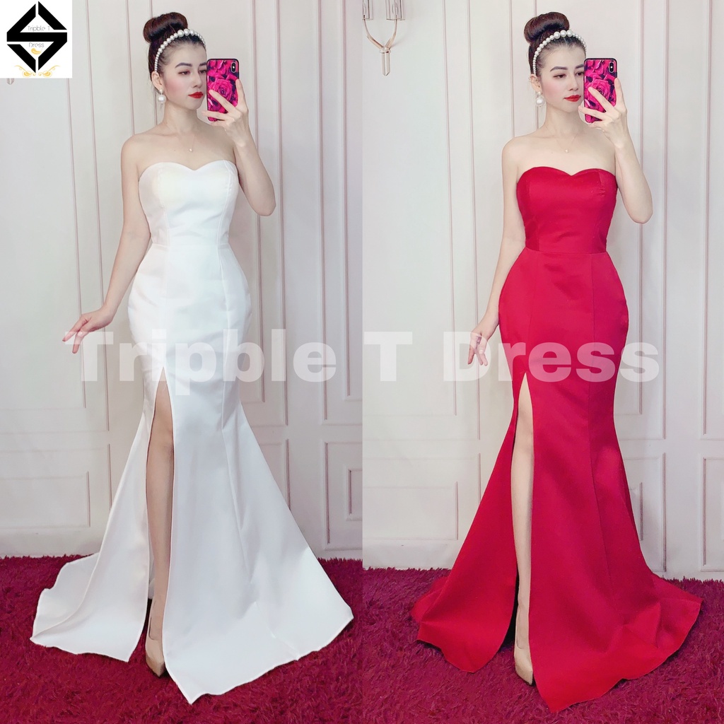Sét đầm body dự tiệc TRIPBLE T DRESS cúp xẻ đùi kèm áo khoác rời tay dài - size S/M/L - MS256Y