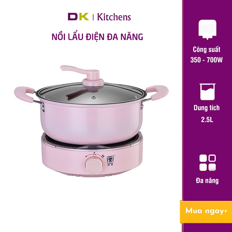 Bếp điện đa năng đế và nồi tách rời có thể nấu lẩu, chiên, xào dung tích 2,5- 4L tiện dụng cho gia đình