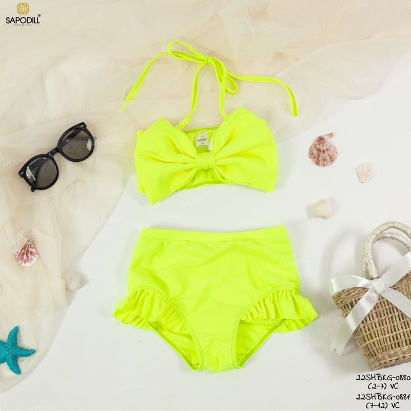 Bikini, đồ bơi trơn 2 mảnh cho bé gái