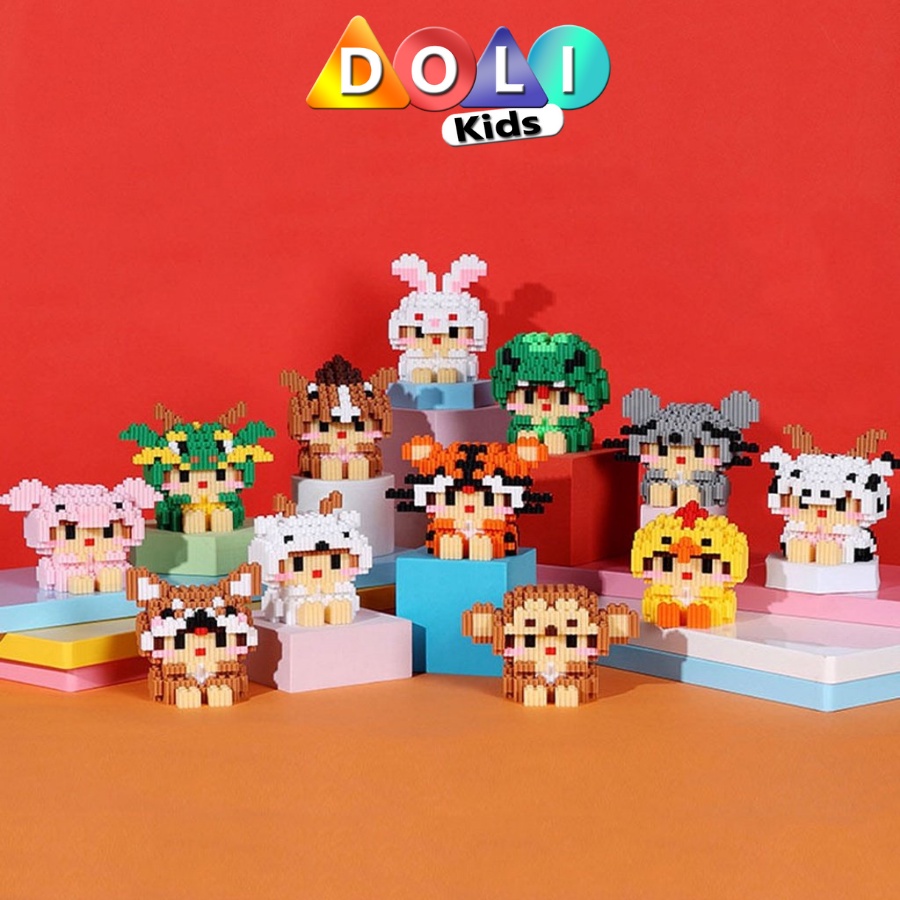 Mô Hình Lắp Ráp 12 Con Giáp 3D Hoạt Hình DoliKids Đồ Chơi Lắp Ghép Mô Hình Mini Phát Triển Trí Tuệ Bé